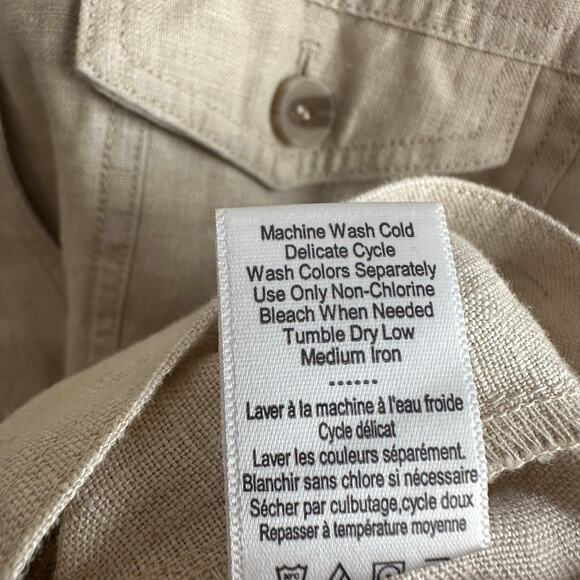 Coldwater Creek Journeys Lightweight Washable Linen Jacket Flax Khaki XL - Picture 8 of 10